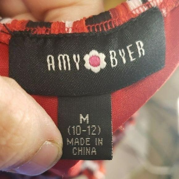 Amy Byer Red and Black Chevron Print Blouse - Picture 5 of 6